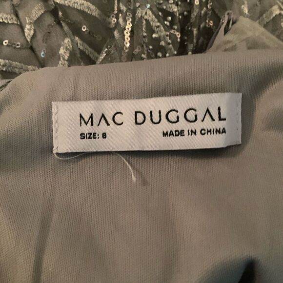 Mac Duggal 20189 Womens Illusion Long Sleeve Wrap Over Gown Dress - Picture 13 of 13